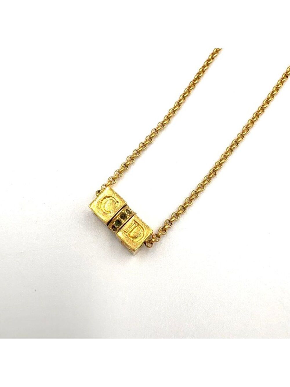 Dior Cube Logo Gold Plated Necklace
